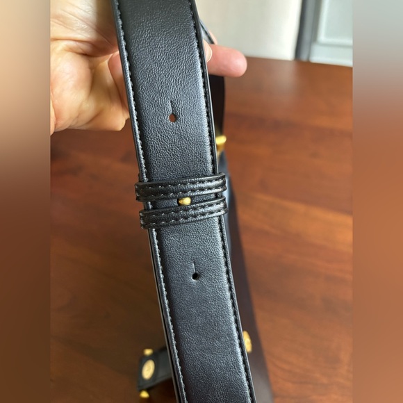 MADISON WEST Black-Gold Saddle Shoulder Bag, Western Vibes, Crescent, Boho - Picture 5 of 16